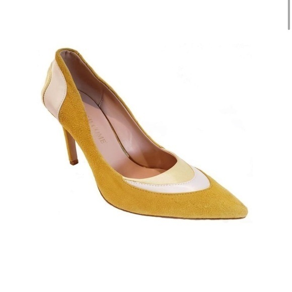THINGS II COME Womens Yellow Junna Toe Stiletto Slip On Pumps Shoes 7.5 new - Picture 1 of 5